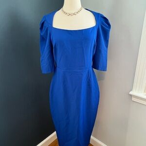 Alexia Admor Blue Puff Sleeve Sheath Dress Women’s Size 8 Elegant Cocktail Dress